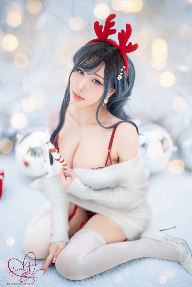 麋鹿姐姐的冬日幻想：雨波_HaneAme的圣诞麋鹿Cosplay[38P-205M]